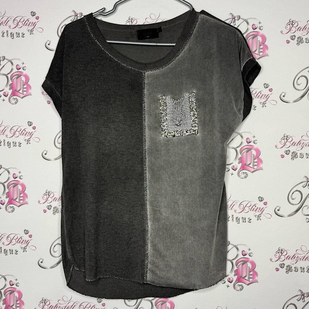 Elissia tshirt sparkly diamond bling shimmer thread 2 tone suede and soft fabric